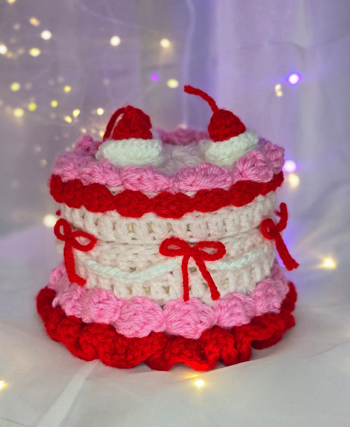 Crochet Cake Box - Cherry