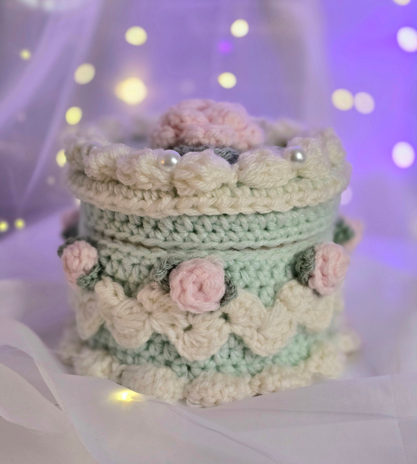 Crochet Cake Box - Mint