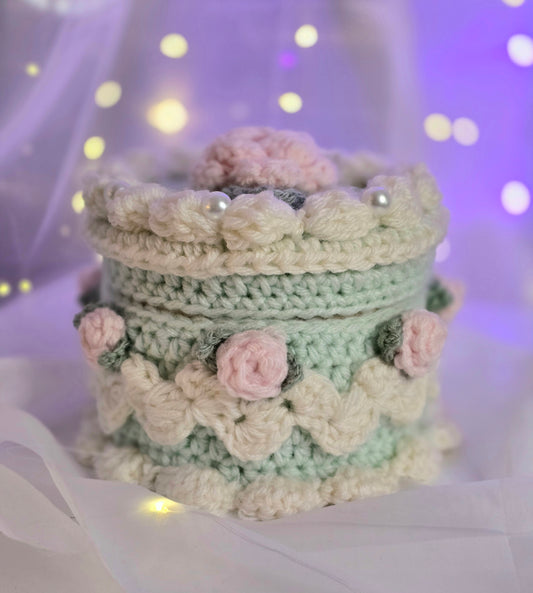 Crochet Cake Box - Mint