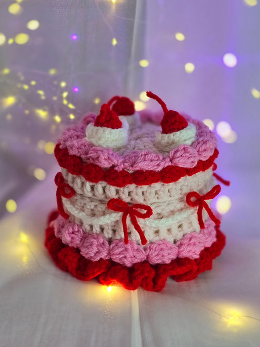 Crochet Cake Box - Cherry